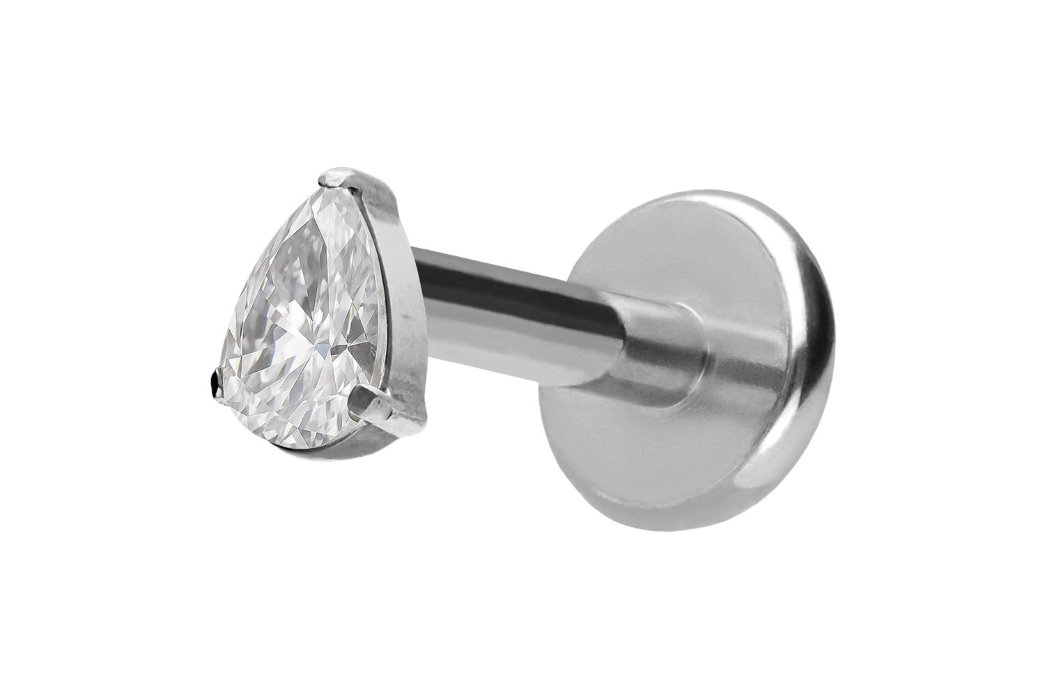 Titan Labret Piercing mit Push Fit KRISTALLTROPFEN